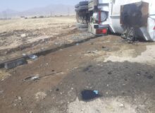 واژگونی تانکر حامل گازوئیل در محور قروه – همدان