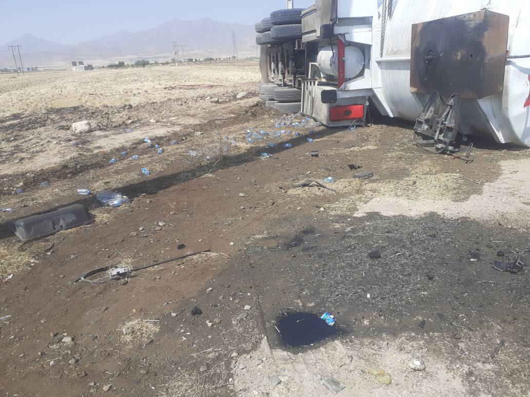 واژگونی تانکر حامل گازوئیل در محور قروه – همدان
