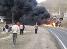 حریق تانکر حامل مواد سوخت در سنندج و فوت 11 نفر